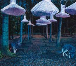 Aris Kalaizis, Der seltene Wald, Öl auf Leinwand, 170 x 190 cm, 2014